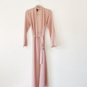 Forever 21 Sheer Pink Blush Maxi Duster Jacket Tie Front Small